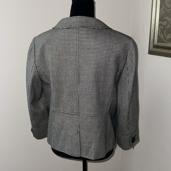 Talbots Sz 12 black white houndstooth single front women’s blazer suit jacket - Picture 3 of 8